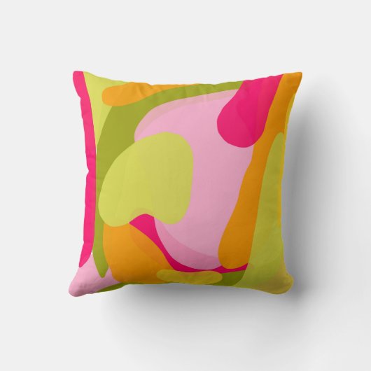 モダン抽象芸術ピンク、黄色鮮やかデザイン クッション (裏面)