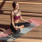 モダン抽象芸術ピーチフローラパーソナライズされた名 ヨガマット