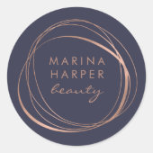 モダン抽象芸術フェイクバラ金ゴールドロゴ ラウンドシール (正面)