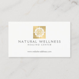 モダン抽象芸術フェイク金ゴールドフローラロゴウェルネス 名刺