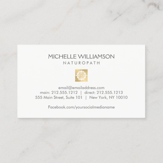 モダン抽象芸術フェイク金ゴールドフローラロゴウェルネス 名刺 (裏面)