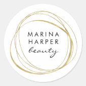 モダン抽象芸術フェイク金ゴールドロゴ ラウンドシール (正面)