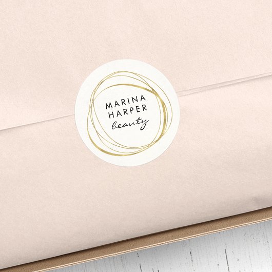 モダン抽象芸術フェイク金ゴールドロゴ ラウンドシール