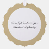 モダン抽象芸術フォト文字パーソナライズされたクリスマス オーナメントカード (裏面)