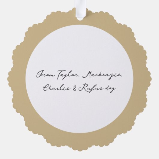 モダン抽象芸術フォト文字パーソナライズされたクリスマス オーナメントカード (裏面)