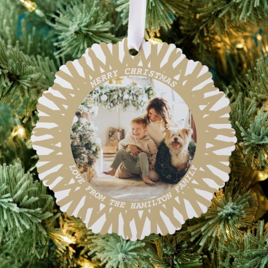 モダン抽象芸術フォト文字パーソナライズされたクリスマス オーナメントカード (インサイチュ (木))