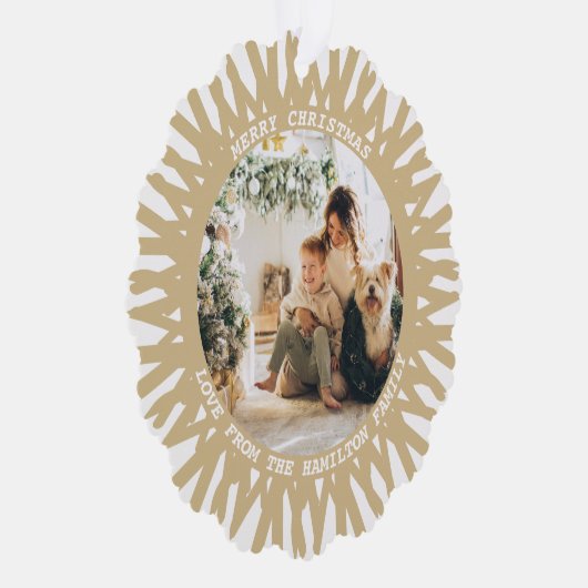モダン抽象芸術フォト文字パーソナライズされたクリスマス オーナメントカード (右)