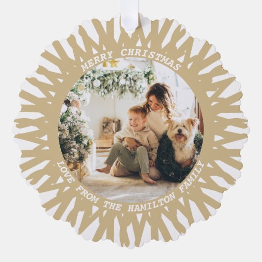 モダン抽象芸術フォト文字パーソナライズされたクリスマス オーナメントカード (正面)