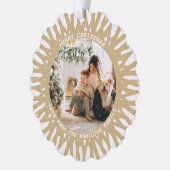 モダン抽象芸術フォト文字パーソナライズされたクリスマス オーナメントカード (左)