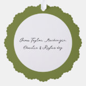 モダン抽象芸術フォト文字パーソナライズされたクリスマス オーナメントカード (裏面)