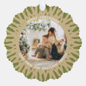 モダン抽象芸術フォト文字パーソナライズされたクリスマス オーナメントカード (正面)