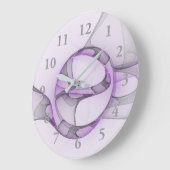 モダン抽象芸術フラクタルアートラベンダーグレー ラージ壁時計 (傾斜)