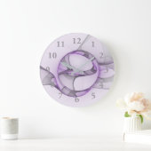 モダン抽象芸術フラクタルアートラベンダーグレー ラージ壁時計 (ホーム)