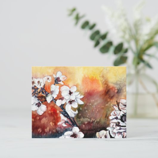 モダン抽象芸術フラワーアジア東洋絵を描美術 ポストカード (スタンド正面)