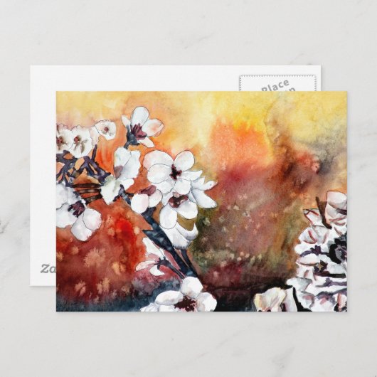 モダン抽象芸術フラワーアジア東洋絵を描美術 ポストカード (正面/裏面)