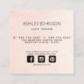 モダン抽象芸術フルート先生赤面&ネイビーソーシャル スクエア名刺 (裏面)
