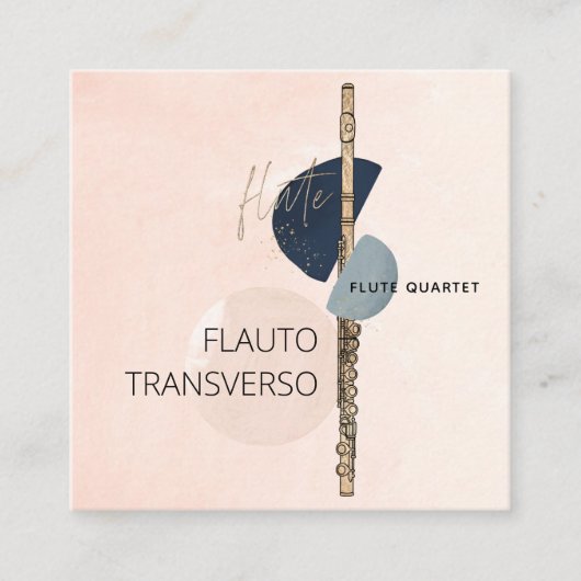 モダン抽象芸術フルート赤面海軍ソーシャル スクエア名刺 (正面)