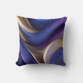 モダン抽象芸術フローアートブルーパープルと金ゴールド クッション (正面)