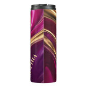 モダン抽象芸術フローアート明るい赤紫色紫と金ゴールド タンブラー (裏面)