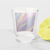 モダン抽象芸術フローアート – ブルーパープルピンク金ゴールド- ショットグラス (裏面)