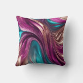 モダン抽象芸術フローアート – マゼンタターコイズ金ゴールド- クッション (裏面)