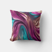 モダン抽象芸術フローアート – マゼンタターコイズ金ゴールド- クッション (正面)