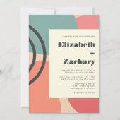 モダン抽象芸術フローシェイプダスティピーチ結婚ズ 招待状 (正面)