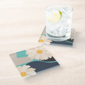 モダン抽象芸術フローラティール(緑がかった色) ガラスコースター (アングル)