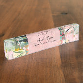 モダン抽象芸術フローラパーソナライズされた デスクネームプレート (側面)