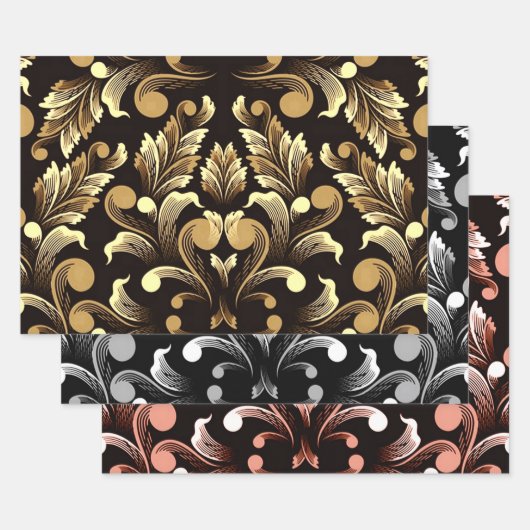 モダン抽象芸術フローラ ラッピングペーパーシート (セット)