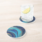 モダン抽象芸術フローArt-Blueおよび金ゴールド- コースター (側面)
