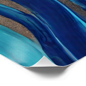 モダン抽象芸術フローArt-Blueおよび金ゴールド- ポスター (コーナー)