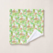 モダン抽象芸術ブエレガントルーグリーンイエローホワイト バスタオルセット (ウォッシュタオル)