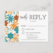 モダン抽象芸術ブライトワイルドフラワーウェディングRSVP エンクロージャーカード (正面)
