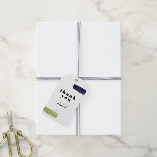 モダン抽象芸術ブラシストローク ギフトタグ (より糸付き)