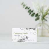 モダン抽象芸術ブラックおよび金ゴールドアルコールインク 名刺 (スタンド正面)