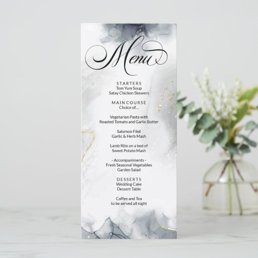 モダン抽象芸術ブラックとホワイトウォーターのカラー メニュー (スタンド正面)