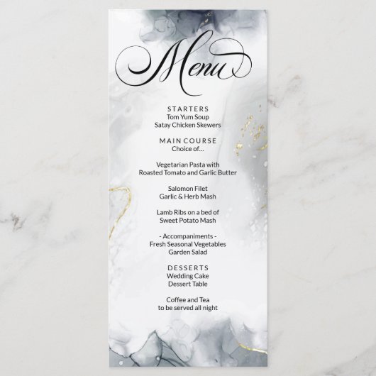 モダン抽象芸術ブラックとホワイトウォーターのカラー メニュー (正面)