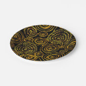 モダン抽象芸術ブラックと金ゴールドの幾何学的パターン ペーパープレート (アングル)