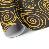 モダン抽象芸術ブラックと金ゴールドの幾何学的パターン ラッピングペーパー (ロールコーナー)