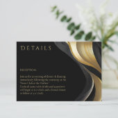 モダン抽象芸術ブラックと金ゴールドエレガントな結婚式 エンクロージャーカード (スタンド正面)