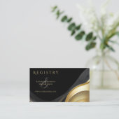 モダン抽象芸術ブラックと金ゴールドエレガントな結婚式 名刺 (スタンド正面)