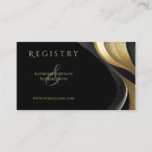 モダン抽象芸術ブラックと金ゴールドエレガントな結婚式 名刺 (正面)