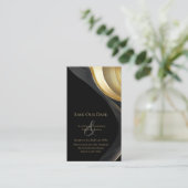 モダン抽象芸術ブラックと金ゴールドエレガントな結婚式 名刺 (スタンド正面)