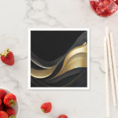 モダン抽象芸術ブラックと金ゴールド スタンダードカクテルナプキン (インサイチュ)