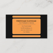 モダン抽象芸術ブラックのオレンジ色の丸い角 名刺 (裏面)