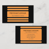 モダン抽象芸術ブラックのオレンジ色の丸い角 名刺 (正面/裏面)