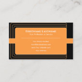 モダン抽象芸術ブラックのオレンジ色の丸い角 名刺 (裏面)