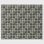 モダン抽象芸術ブラックオフホワイトスクエアジオメトリ ラッピングペーパー (フラット)