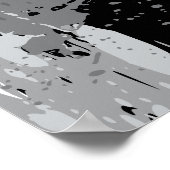 モダン抽象芸術ブラック&グレー絵を描（ばちゃばちゃ）跳ねる ポスター (角)